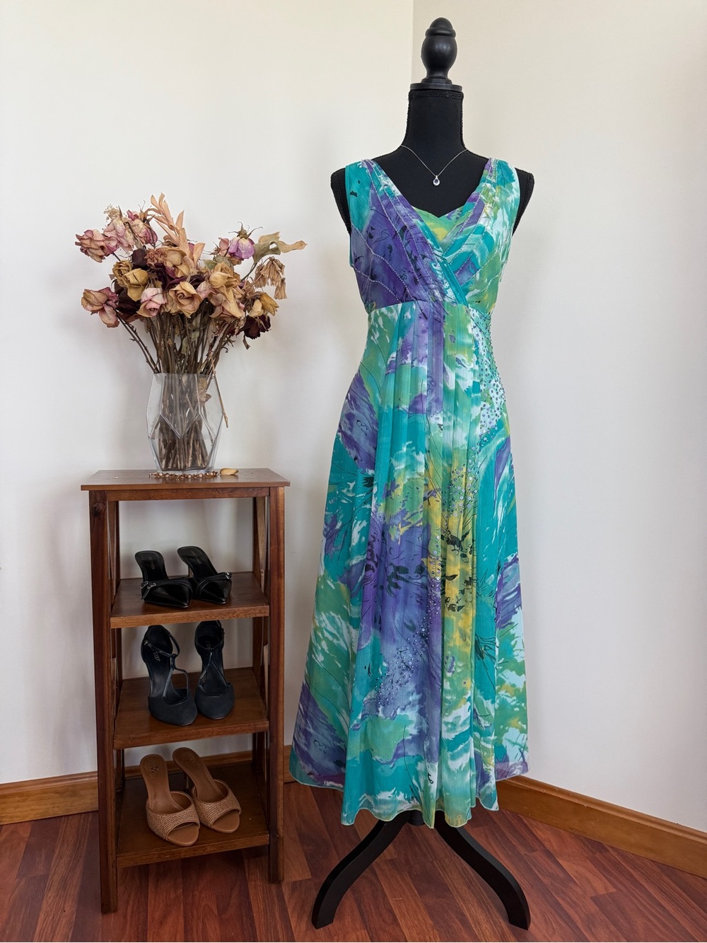 Mystical Butterfly Beaded Sequin Moody Fairy Dress | Sz. US 6L / UK 10 L
